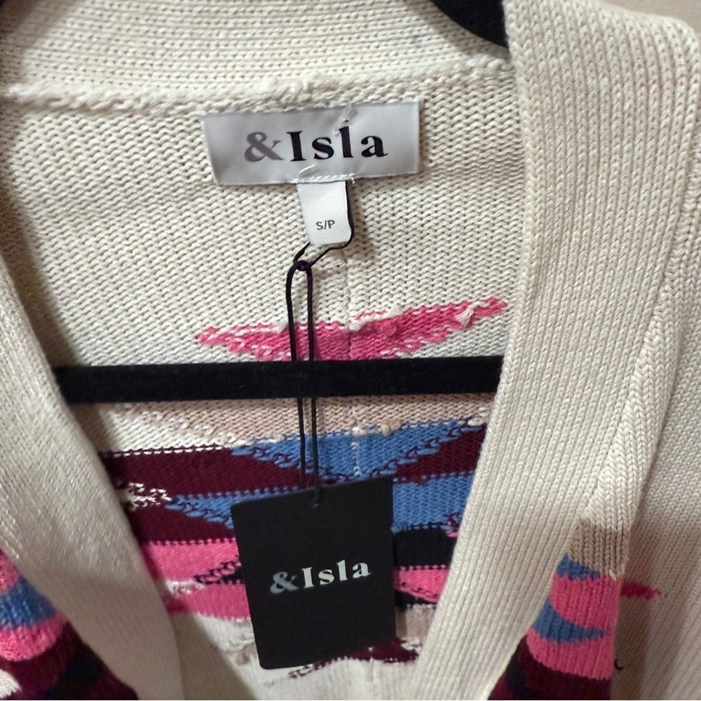 &Isla Tahlia Longline Aztec Cardigan- 100% Cotton - Size Small- NWT - Picture 5 of 10